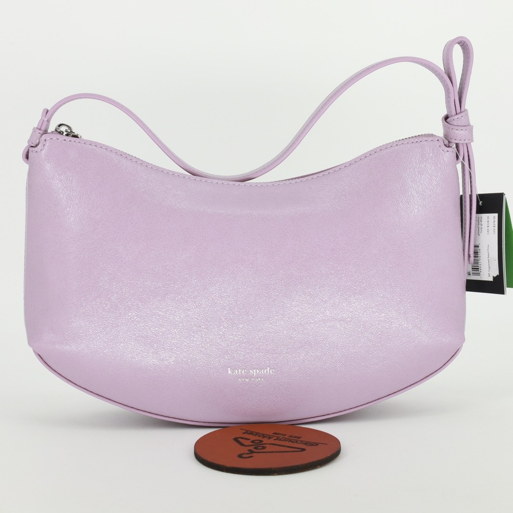 Kate Spade Loop Glazed Leather Shoulder Bag Market Purple KN293 Crescent Hobo